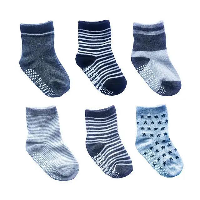 Children Cotton 6 Pairs/Set Anti-slip Socks For Boys Girl Rubber Kid Floor Sock With Grips For 0 To 6 Years Kids