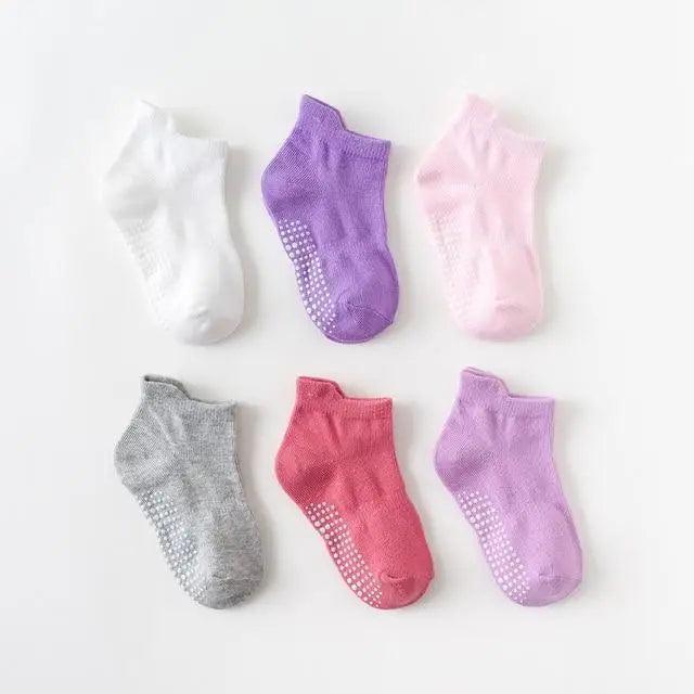 Children Cotton 6 Pairs/Set Anti-slip Socks For Boys Girl Rubber Kid Floor Sock With Grips For 0 To 6 Years Kids