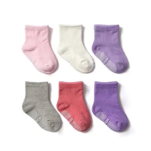 Children Cotton 6 Pairs/Set Anti-slip Socks For Boys Girl Rubber Kid Floor Sock With Grips For 0 To 6 Years Kids