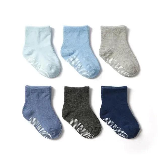 Children Cotton 6 Pairs/Set Anti-slip Socks For Boys Girl Rubber Kid Floor Sock With Grips For 0 To 6 Years Kids