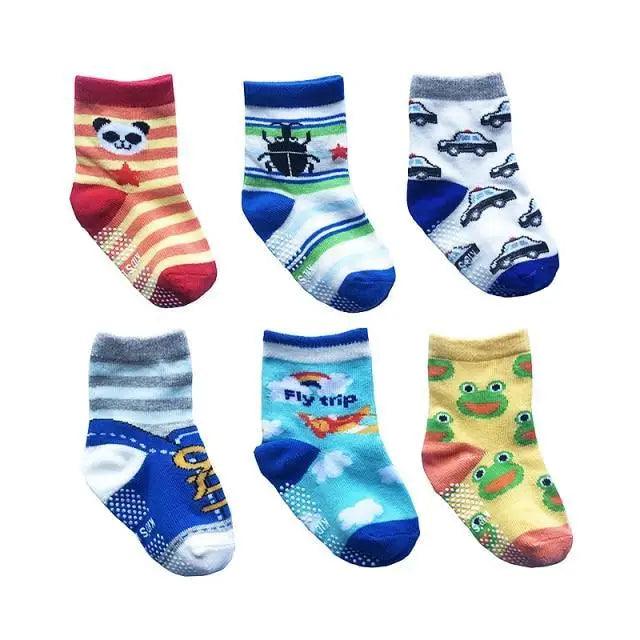 Children Cotton 6 Pairs/Set Anti-slip Socks For Boys Girl Rubber Kid Floor Sock With Grips For 0 To 6 Years Kids