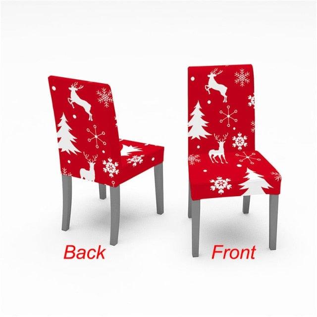 Christmas Chair Cover Stretch Spandex Digital Printed Silla Kitchen Dining Chair Covers Home Party Xmas Decor Stretch Chair Cover for Dining Room Chair Protector Seat Cover Stretch Slipcover Christmas Bell Furniture For Living Room Ceremony Hotel