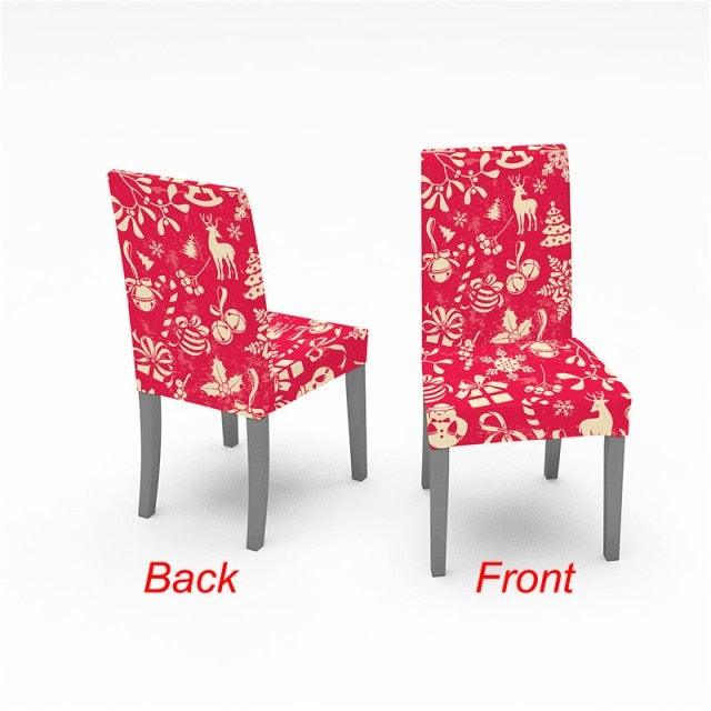 Christmas Chair Cover Stretch Spandex Digital Printed Silla Kitchen Dining Chair Covers Home Party Xmas Decor Stretch Chair Cover for Dining Room Chair Protector Seat Cover Stretch Slipcover Christmas Bell Furniture For Living Room Ceremony Hotel