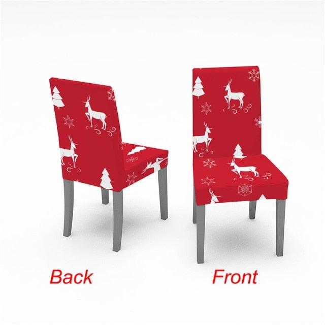 Christmas Chair Cover Stretch Spandex Digital Printed Silla Kitchen Dining Chair Covers Home Party Xmas Decor Stretch Chair Cover for Dining Room Chair Protector Seat Cover Stretch Slipcover Christmas Bell Furniture For Living Room Ceremony Hotel