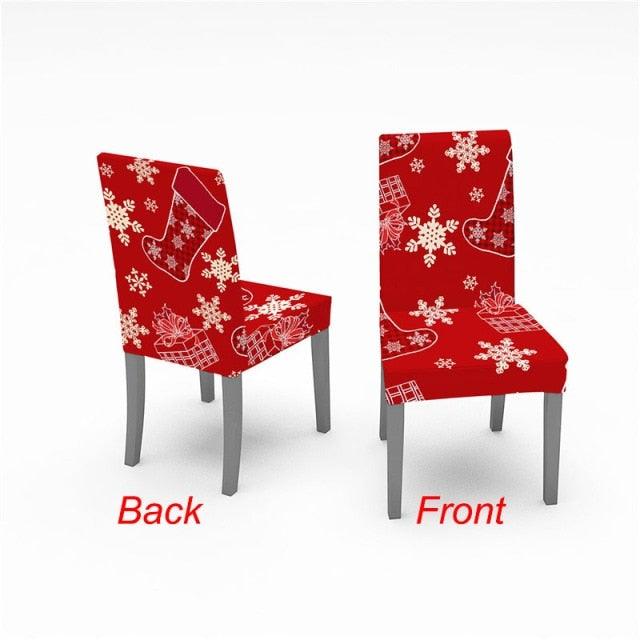Christmas Chair Cover Stretch Spandex Digital Printed Silla Kitchen Dining Chair Covers Home Party Xmas Decor Stretch Chair Cover for Dining Room Chair Protector Seat Cover Stretch Slipcover Christmas Bell Furniture For Living Room Ceremony Hotel