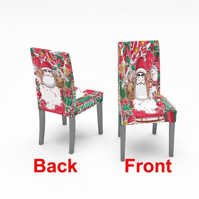 Christmas Chair Cover Stretch Spandex Digital Printed Silla Kitchen Dining Chair Covers Home Party Xmas Decor Stretch Chair Cover for Dining Room Chair Protector Seat Cover Stretch Slipcover Christmas Bell Furniture For Living Room Ceremony Hotel