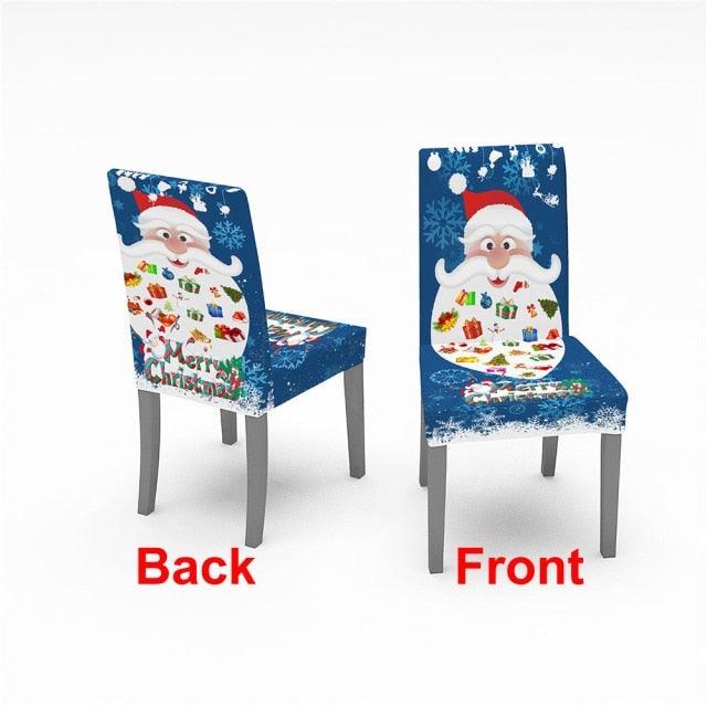 Christmas Chair Cover Stretch Spandex Digital Printed Silla Kitchen Dining Chair Covers Home Party Xmas Decor Stretch Chair Cover for Dining Room Chair Protector Seat Cover Stretch Slipcover Christmas Bell Furniture For Living Room Ceremony Hotel