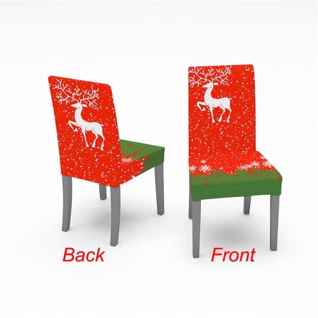 Christmas Chair Cover Stretch Spandex Digital Printed Silla Kitchen Dining Chair Covers Home Party Xmas Decor Stretch Chair Cover for Dining Room Chair Protector Seat Cover Stretch Slipcover Christmas Bell Furniture For Living Room Ceremony Hotel