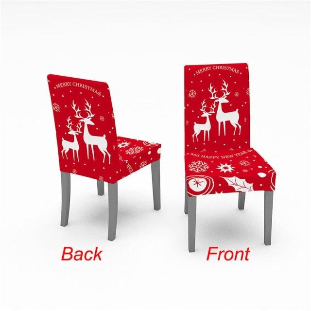 Christmas Chair Cover Stretch Spandex Digital Printed Silla Kitchen Dining Chair Covers Home Party Xmas Decor Stretch Chair Cover for Dining Room Chair Protector Seat Cover Stretch Slipcover Christmas Bell Furniture For Living Room Ceremony Hotel