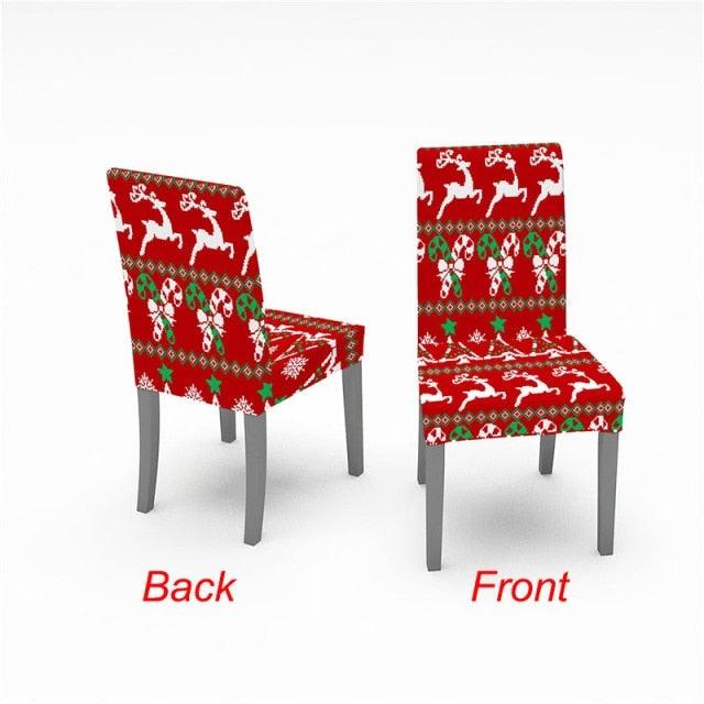Christmas Chair Cover Stretch Spandex Digital Printed Silla Kitchen Dining Chair Covers Home Party Xmas Decor Stretch Chair Cover for Dining Room Chair Protector Seat Cover Stretch Slipcover Christmas Bell Furniture For Living Room Ceremony Hotel