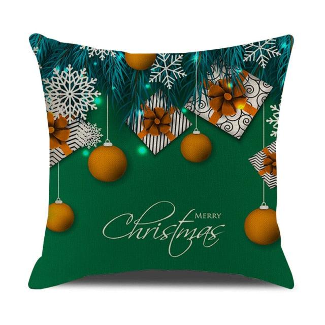 Christmas Green Stripe Pattern Cotton Linen Throw Pillow Christmas Stripe Pillow Cases Christmas Green Decorative Cushion Cover Cotton Linen Pillowcase Indoor Sofa Decorations Home Sofa Decorative Pillowcase 45X45CM