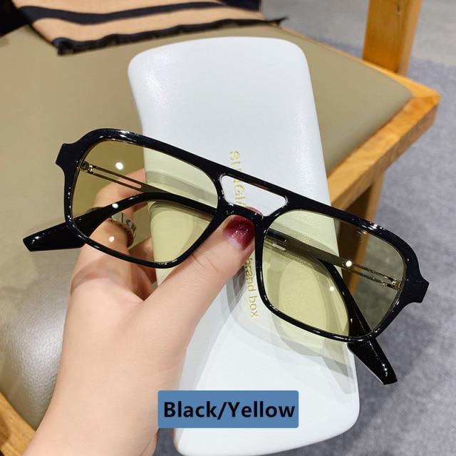 Classic Fashionable Retro Shape Double Bridges Style Women Sunglasses Polarized Square Sunglasses for Women Men Classic Pink Gradient Eyewear Trending Sunglasses