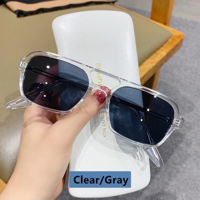 Classic Fashionable Retro Shape Double Bridges Style Women Sunglasses Polarized Square Sunglasses for Women Men Classic Pink Gradient Eyewear Trending Sunglasses