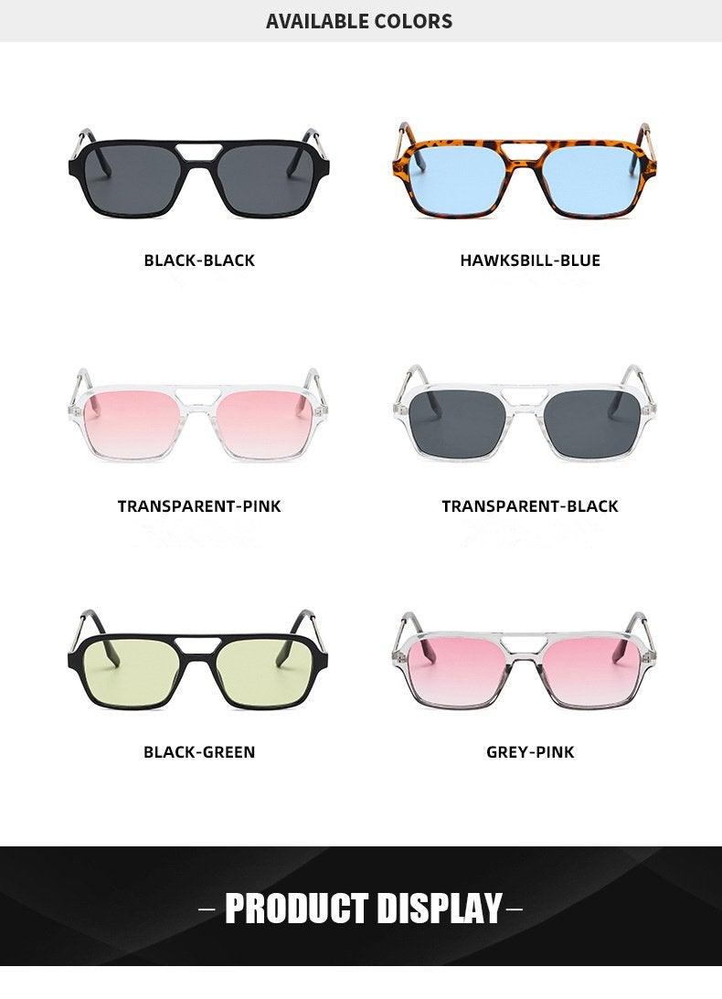 Classic Fashionable Retro Shape Double Bridges Style Women Sunglasses Polarized Square Sunglasses for Women Men Classic Pink Gradient Eyewear Trending Sunglasses