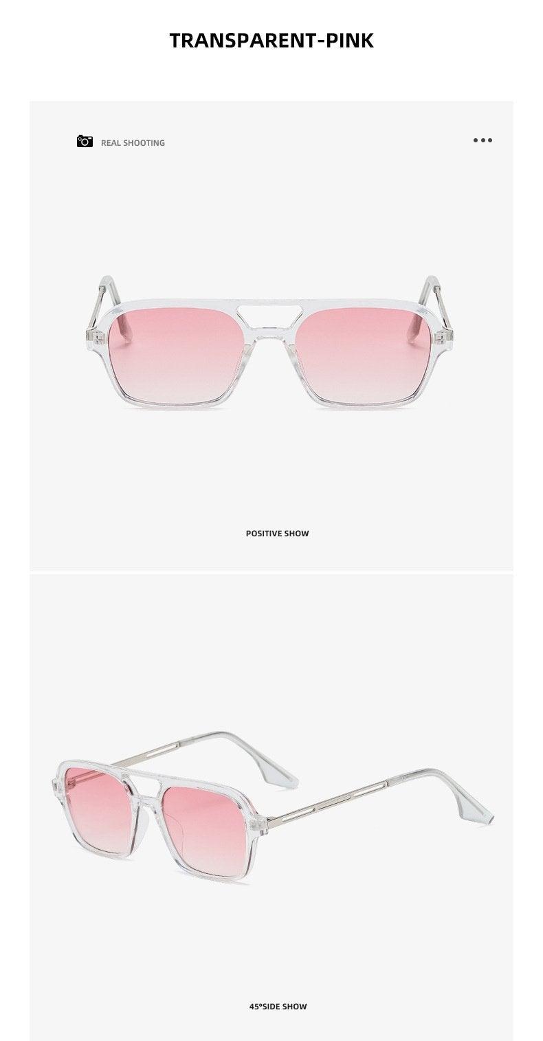 Classic Fashionable Retro Shape Double Bridges Style Women Sunglasses Polarized Square Sunglasses for Women Men Classic Pink Gradient Eyewear Trending Sunglasses