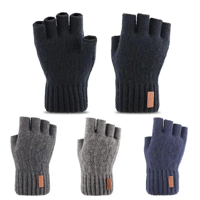 Classic Knitted Fingerless Winter Unisex Outdoor Gloves For Men Women Retro Soft Unisex Stretch Elastic Warm Half Finger Cycling Gloves