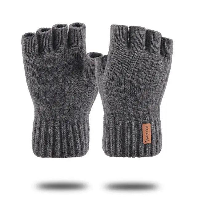 Classic Knitted Fingerless Winter Unisex Outdoor Gloves For Men Women Retro Soft Unisex Stretch Elastic Warm Half Finger Cycling Gloves