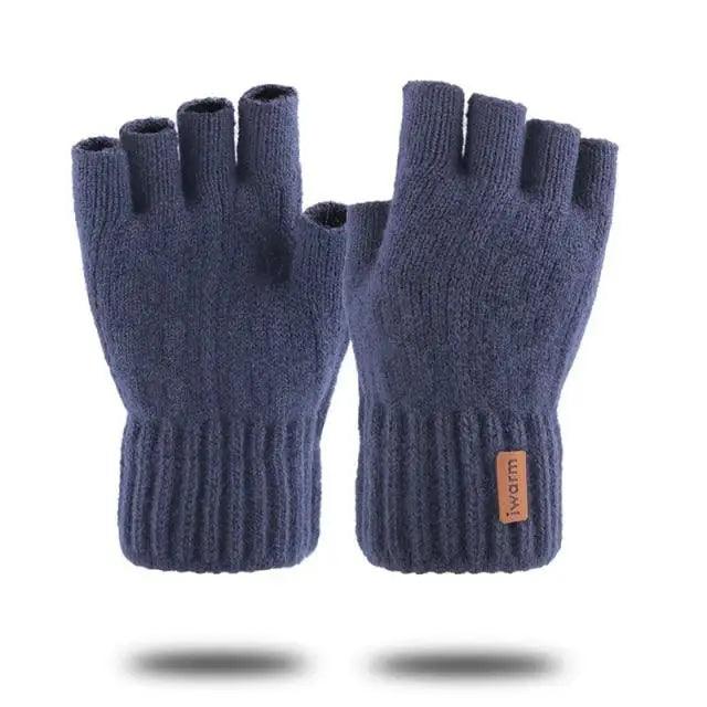 Classic Knitted Fingerless Winter Unisex Outdoor Gloves For Men Women Retro Soft Unisex Stretch Elastic Warm Half Finger Cycling Gloves