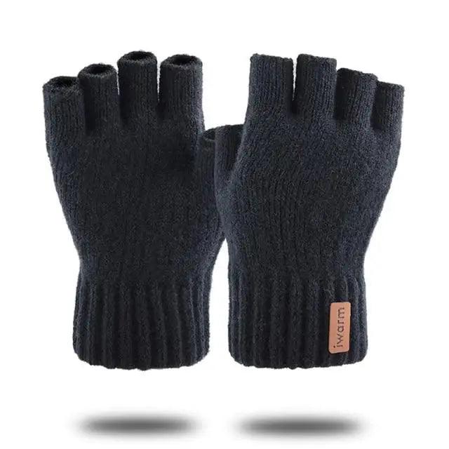 Classic Knitted Fingerless Winter Unisex Outdoor Gloves For Men Women Retro Soft Unisex Stretch Elastic Warm Half Finger Cycling Gloves