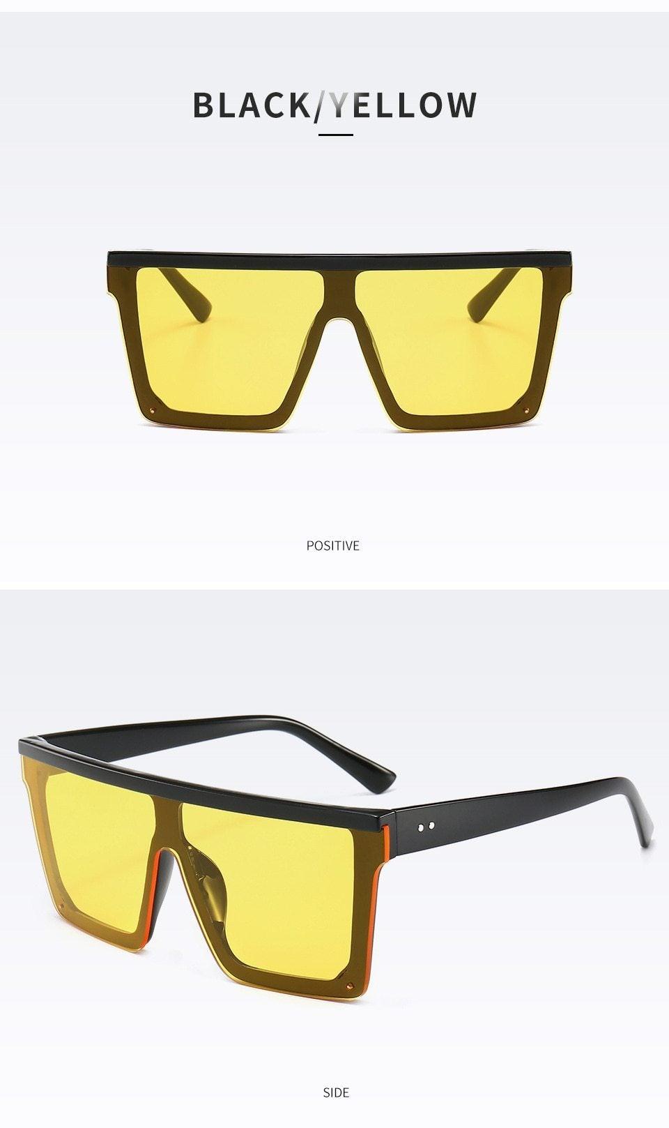 Classic Male Big Black Sunglasses For Men & Women New Fashionable Design New Mirror Pink Square Oversize Square Sunglasses for Women Men