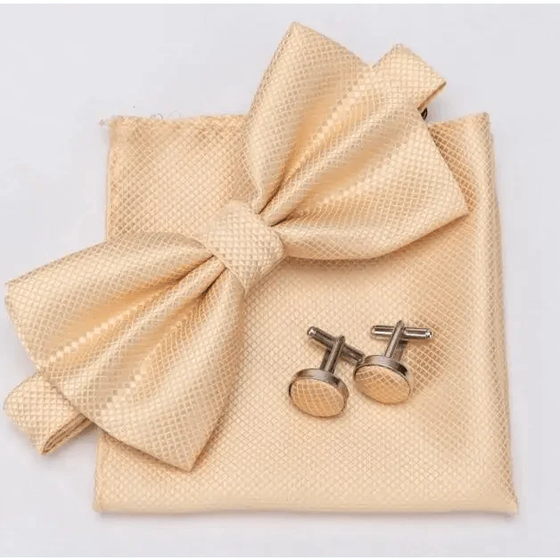 Classic Men Bowtie Cufflinks Set Casual Men's Fashionable Style Solid Color Bowties Elegant Accessories