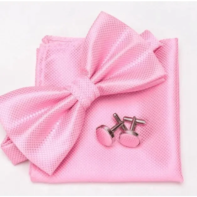 Classic Men Bowtie Cufflinks Set Casual Men's Fashionable Style Solid Color Bowties Elegant Accessories