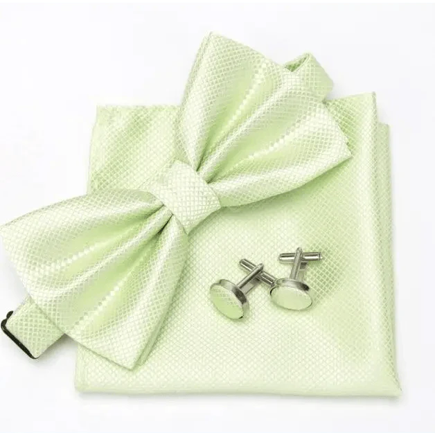 Classic Men Bowtie Cufflinks Set Casual Men's Fashionable Style Solid Color Bowties Elegant Accessories