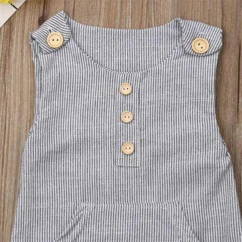 Classic Newborn Baby Boy/Girl Cute One-piece Striped Sleeveless Romper Casual Buttons Jumpsuit For Kids