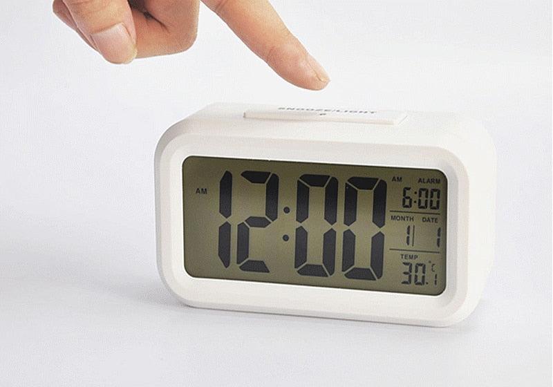 Clocks LED Wooden Alarm Clock Watch Wooden Wood Clock New Version LED Alarm Digital Desk Clock Adjustable Brightness, Alarm Time, Displays Time Date Temperature Table Voice Control Digital Wood Electronic Desktop Table