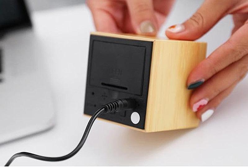 Clocks LED Wooden Alarm Clock Watch Wooden Wood Clock New Version LED Alarm Digital Desk Clock Adjustable Brightness, Alarm Time, Displays Time Date Temperature Table Voice Control Digital Wood Electronic Desktop Table