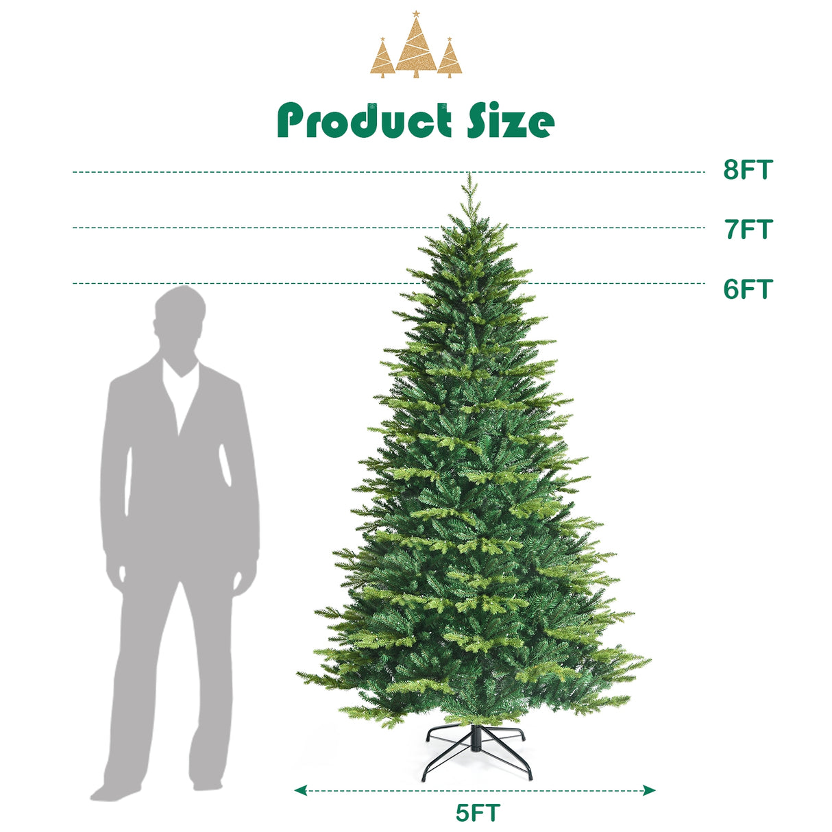 Pre-lit Artificial Hinged Christmas Tree with APP Controlled LED Lights-7 ft