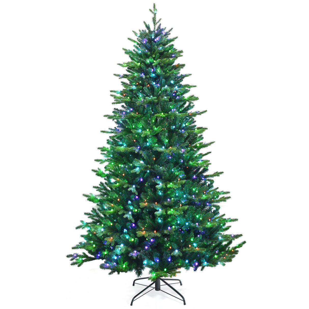 Pre-lit Artificial Hinged Christmas Tree with APP Controlled LED Lights-7 ft