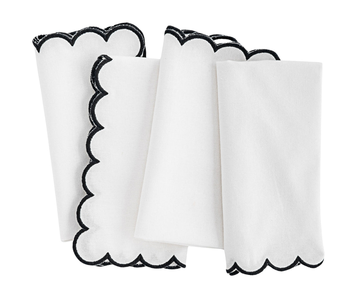 Napkins Black and White - Closewave Scalloped Edge