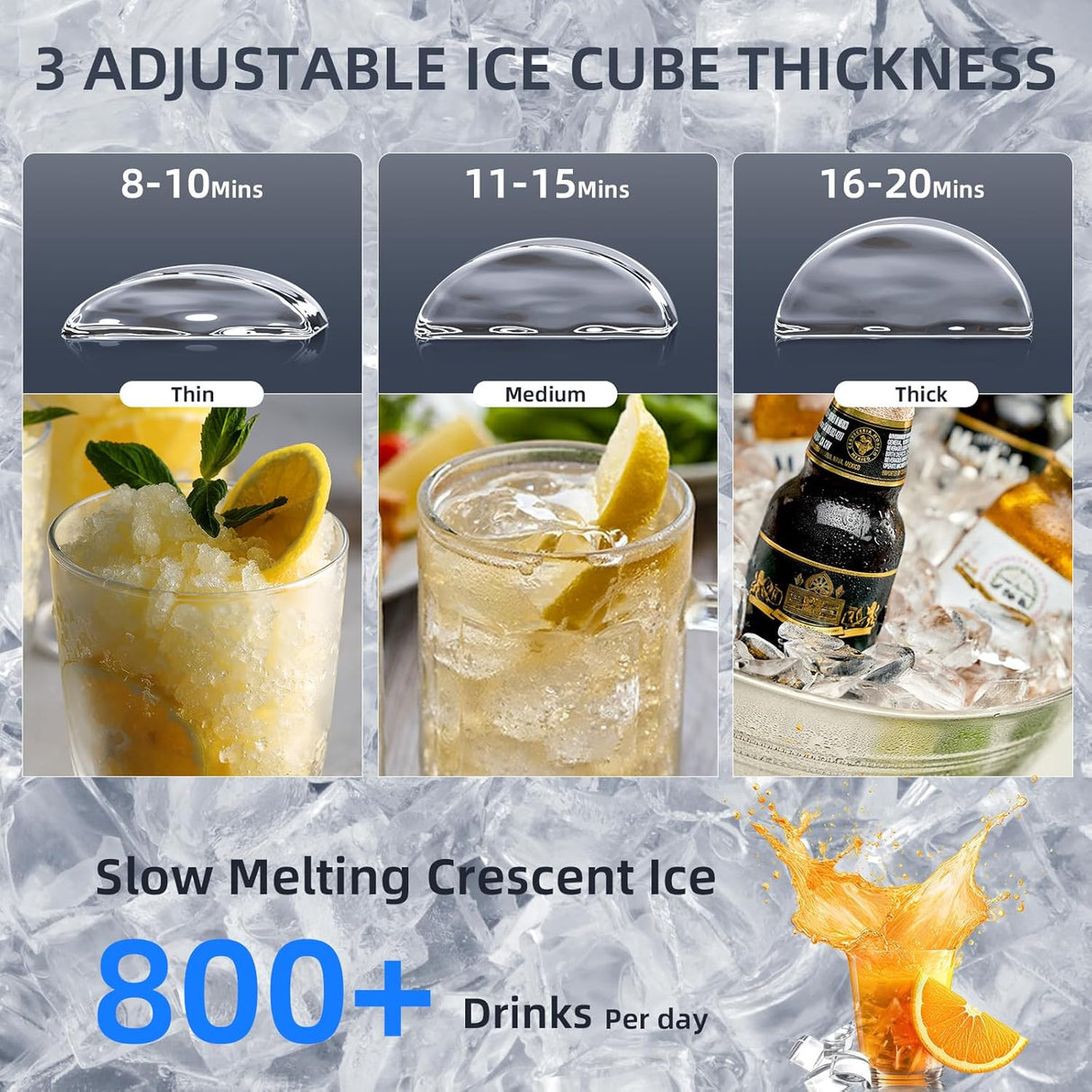 Commercial Ice Maker Machine,100lbs/24H Moon-Shaped Ice Machine with 28 Lbs Storage Capacity