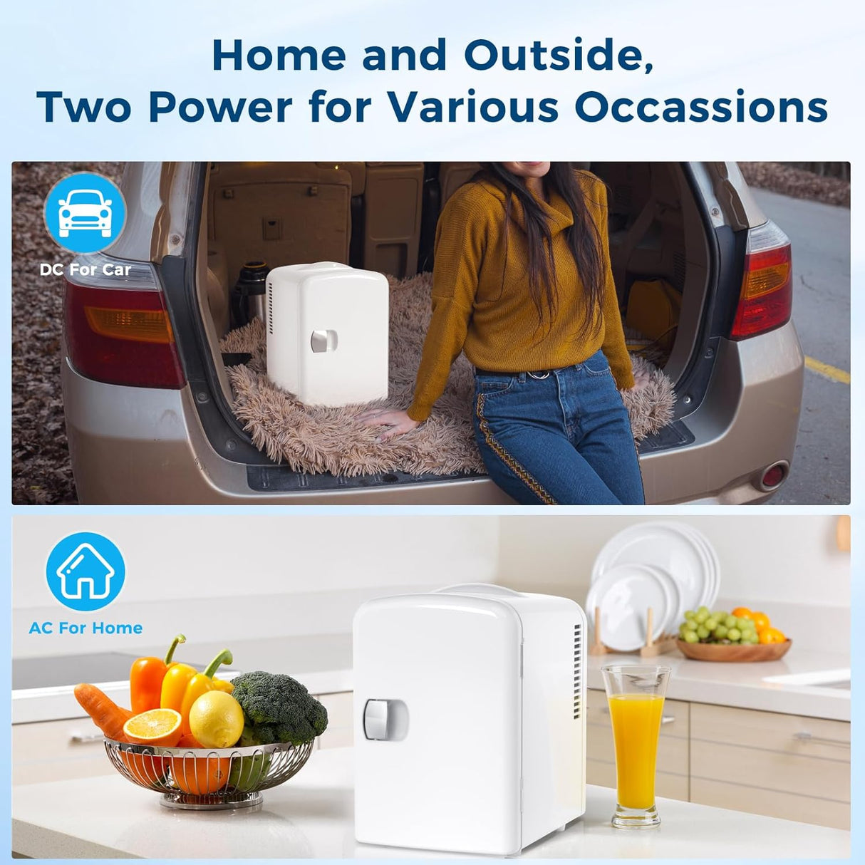 Compact Refrigerator, Portable Mini Fridge, Skin Care 4L Capacity/6 Cans F3404