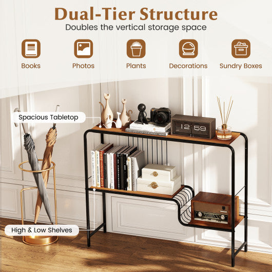 Console Table with Storage Shelf and Metal Frame for Living Room