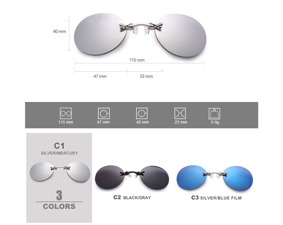Convenient And Lightweight Sun Protection Sunglasses New Clip On Nose Glasses New Round Rimless Matrix Shape Sunglasses For Men & Women Mini Frameless Vintage Sunglasses For men