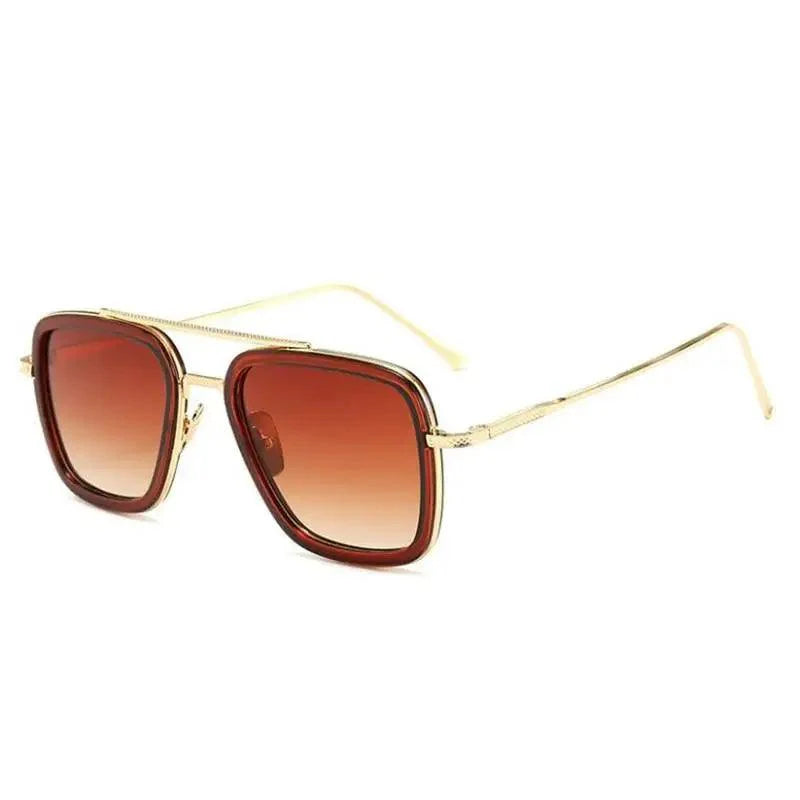 Cool Glasses Modern Elegant Cosplay Vintage Retro Sunglasses Vintage Aviator Square Sunglasses for Men Gold Frame Retro Classic Sunglasses