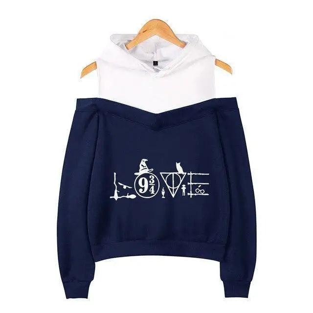 Cool Glasses Printed Hip Hop Off-Shoulder Hoodies Casual Sweatshirt Fashion Hoodie Women Clothing Lightning Scar Glasses Line Drawing Print Hoodie Women Stripes Long Sleeve Hooded Sweatshirts Pullover Pocket Cute Girls School Casual Hoodies