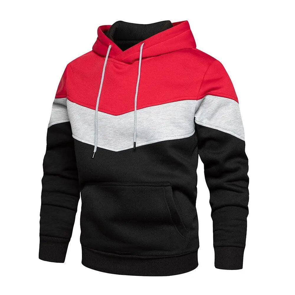 Cool Men's Patchwork Hooded Sweatshirt Hoodies Sport Clothing Casual Loose Fleece Warm Streetwear Modern Male Fashion Autumn Winter Outwear Long Sleeve Pleated Comfy Round Neck Mens Sweatshirts Workout Sport Casual Hoodie