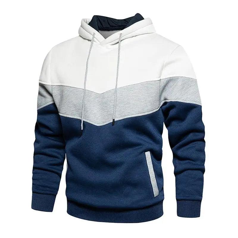 Cool Men's Patchwork Hooded Sweatshirt Hoodies Sport Clothing Casual Loose Fleece Warm Streetwear Modern Male Fashion Autumn Winter Outwear Long Sleeve Pleated Comfy Round Neck Mens Sweatshirts Workout Sport Casual Hoodie