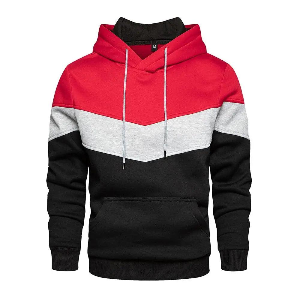 Cool Men's Patchwork Hooded Sweatshirt Hoodies Sport Clothing Casual Loose Fleece Warm Streetwear Modern Male Fashion Autumn Winter Outwear Long Sleeve Pleated Comfy Round Neck Mens Sweatshirts Workout Sport Casual Hoodie