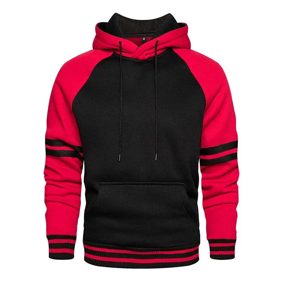 Cool Men's Patchwork Hooded Sweatshirt Hoodies Sport Clothing Casual Loose Fleece Warm Streetwear Modern Male Fashion Autumn Winter Outwear Long Sleeve Pleated Comfy Round Neck Mens Sweatshirts Workout Sport Casual Hoodie