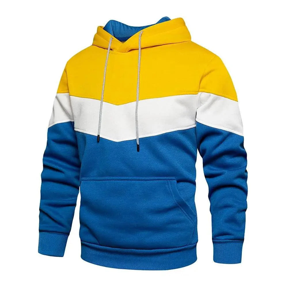 Cool Men's Patchwork Hooded Sweatshirt Hoodies Sport Clothing Casual Loose Fleece Warm Streetwear Modern Male Fashion Autumn Winter Outwear Long Sleeve Pleated Comfy Round Neck Mens Sweatshirts Workout Sport Casual Hoodie