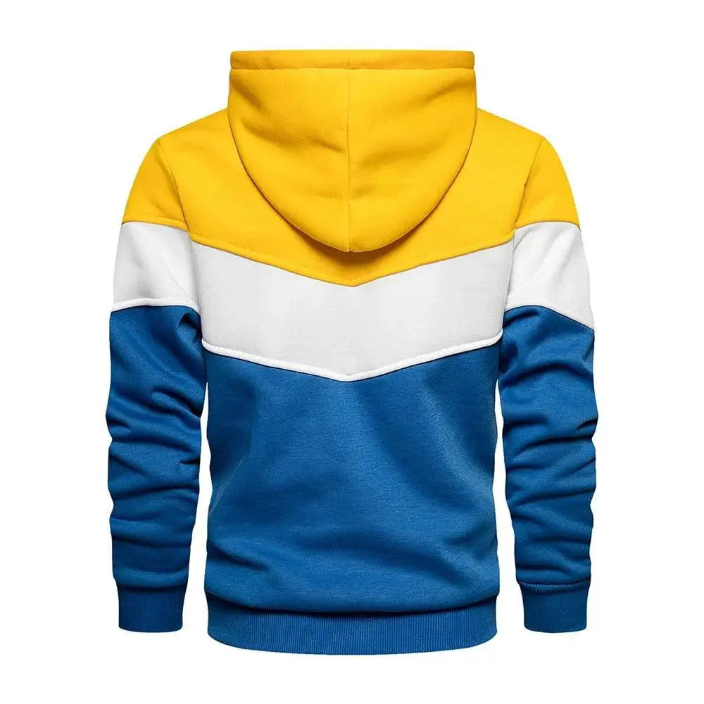 Cool Men's Patchwork Hooded Sweatshirt Hoodies Sport Clothing Casual Loose Fleece Warm Streetwear Modern Male Fashion Autumn Winter Outwear Long Sleeve Pleated Comfy Round Neck Mens Sweatshirts Workout Sport Casual Hoodie