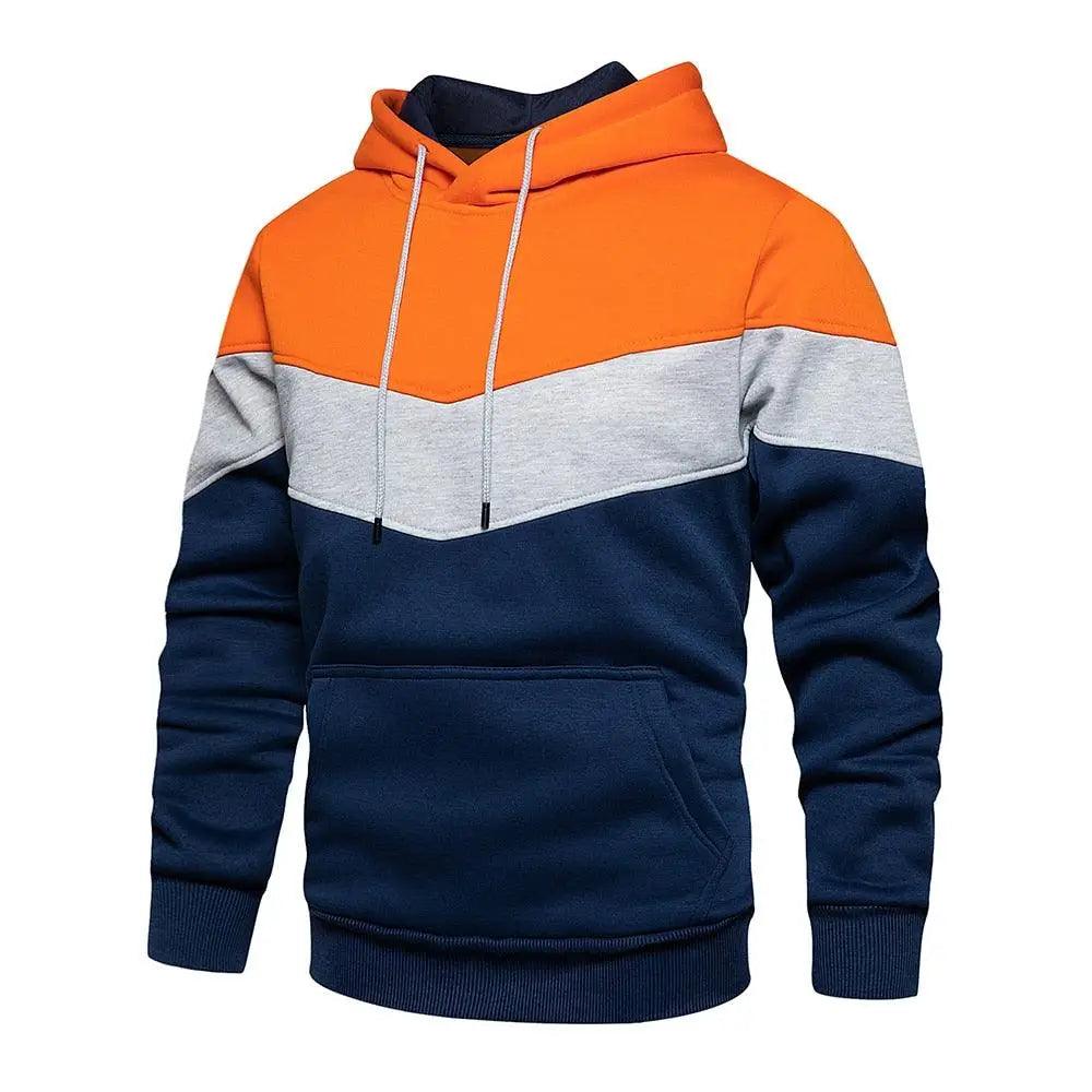 Cool Men's Patchwork Hooded Sweatshirt Hoodies Sport Clothing Casual Loose Fleece Warm Streetwear Modern Male Fashion Autumn Winter Outwear Long Sleeve Pleated Comfy Round Neck Mens Sweatshirts Workout Sport Casual Hoodie