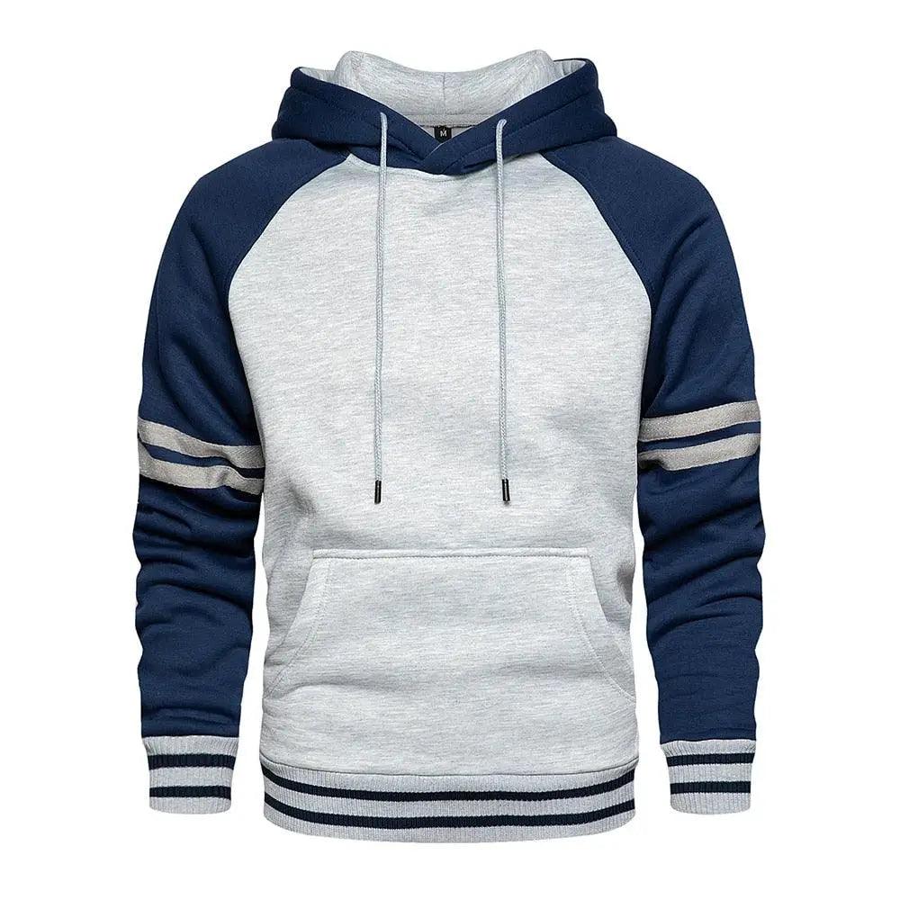 Cool Men's Patchwork Hooded Sweatshirt Hoodies Sport Clothing Casual Loose Fleece Warm Streetwear Modern Male Fashion Autumn Winter Outwear Long Sleeve Pleated Comfy Round Neck Mens Sweatshirts Workout Sport Casual Hoodie
