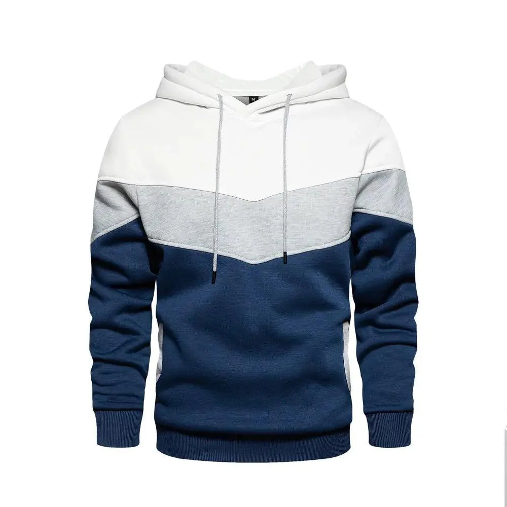 Cool Men's Patchwork Hooded Sweatshirt Hoodies Sport Clothing Casual Loose Fleece Warm Streetwear Modern Male Fashion Autumn Winter Outwear Long Sleeve Pleated Comfy Round Neck Mens Sweatshirts Workout Sport Casual Hoodie
