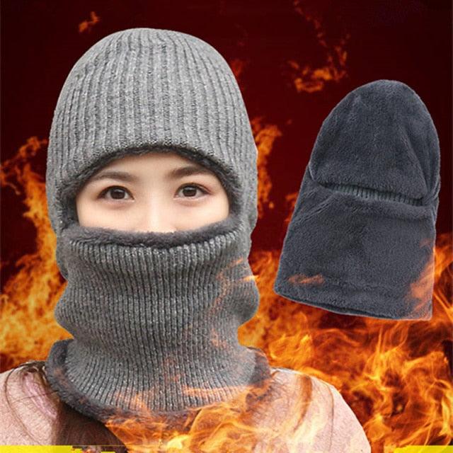 Coral Fleece Winter hat Beanies Hat Scarf Warm Breathable Wool Knitted Hat For women Double Layers Protection Cap Mask Scarf Hat Set Outdoor Sport Warm Beanies Hat For Men Knitted Hats Bandana Hiking Camping Kid Neck Warmer Cap