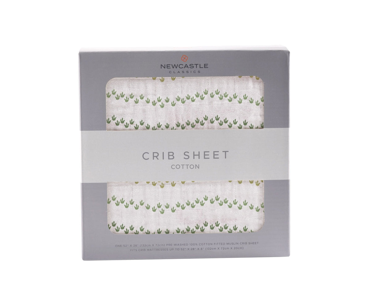 Cotton Muslin Crib Sheet Dino Feet Baby Fitted Sheet